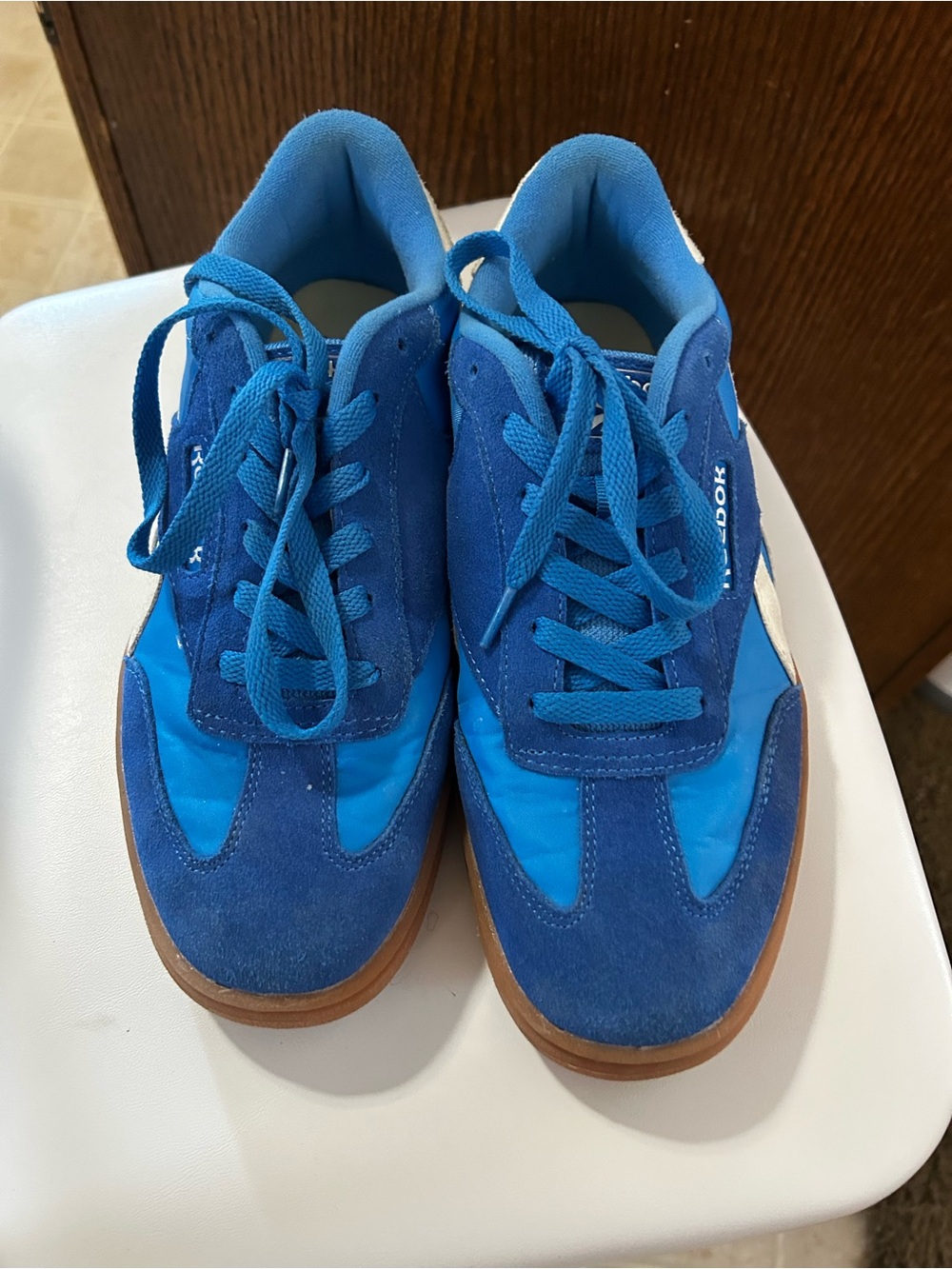 Reebok Blue Suede & Nylon Low-Top Sneakers